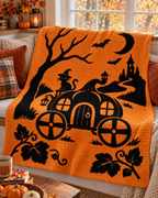 Halloween Carriage Cat C2C Crochet Mosaic Pattern-Digital Download