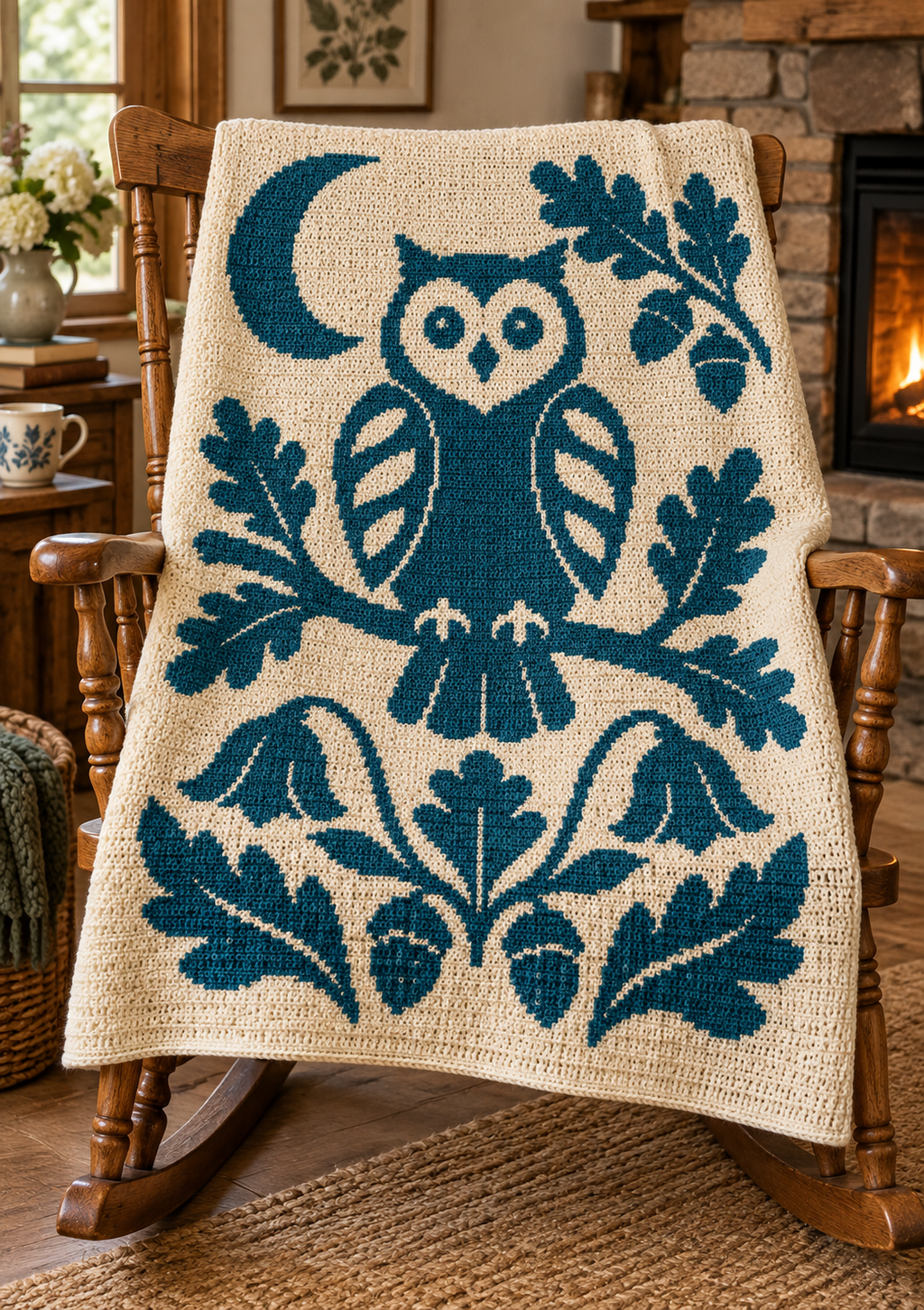 Product Title Owl Oak Acorns C2C Crochet Mosaic Pattern-Digital Download
