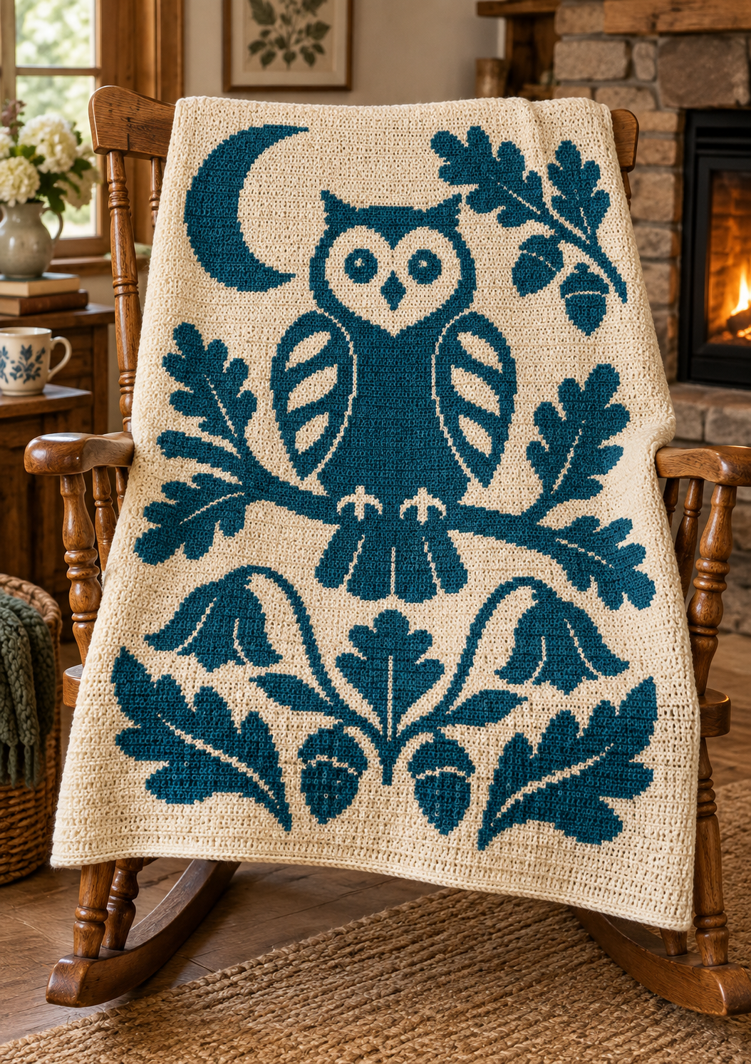 Product Title Owl Oak Acorns C2C Crochet Mosaic Pattern-Digital Download
