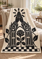 Praying Hands Gothic Rose C2C Crochet Mosaic Pattern-Digital Download
