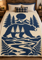 Bear Moon Mountains C2C Crochet Mosaic Pattern-Digital Download
