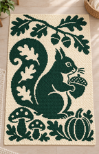 Squirrel Acorn C2C Crochet Mosaic Pattern-Digital Download