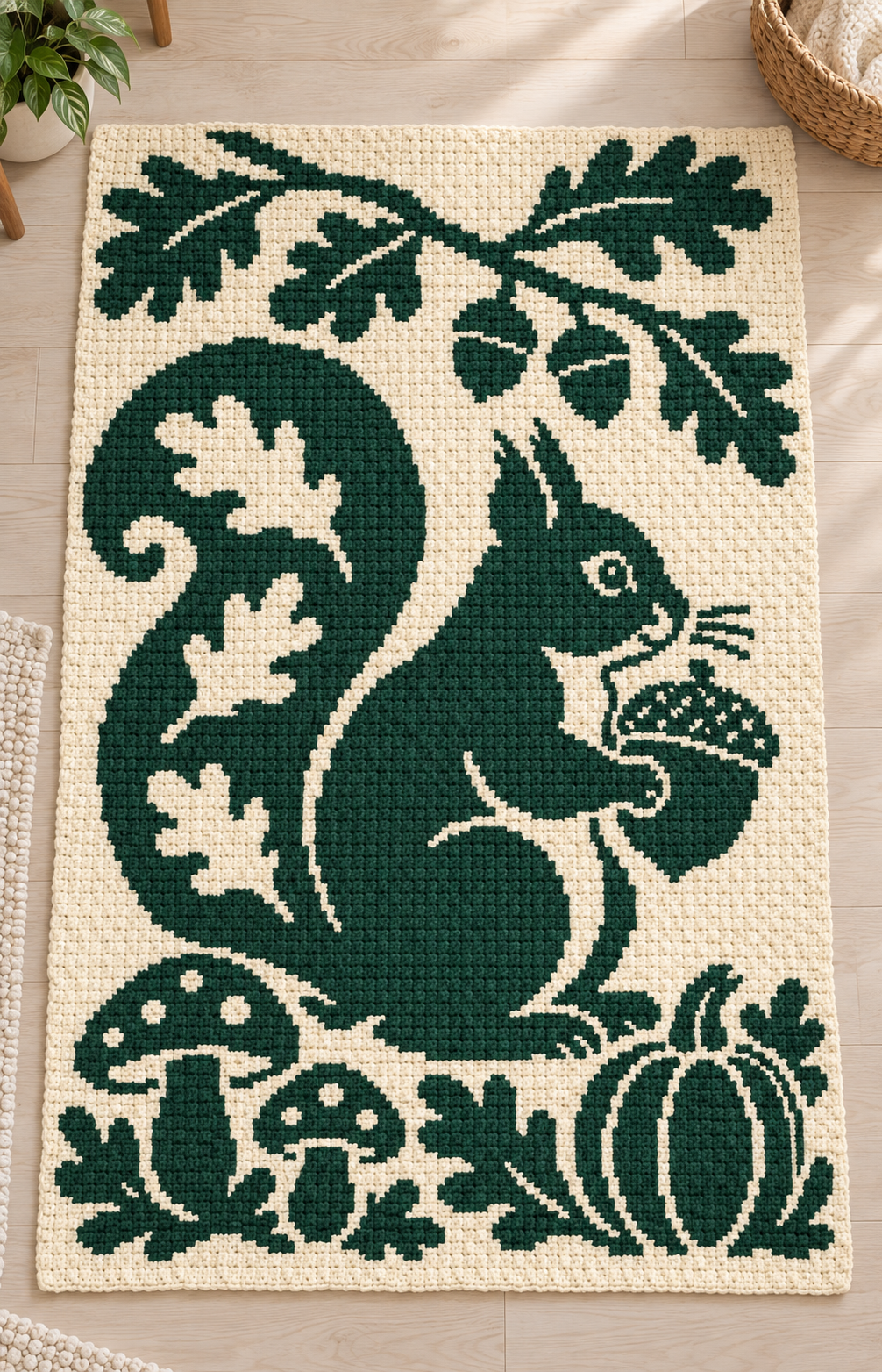 Squirrel Acorn C2C Crochet Mosaic Pattern-Digital Download