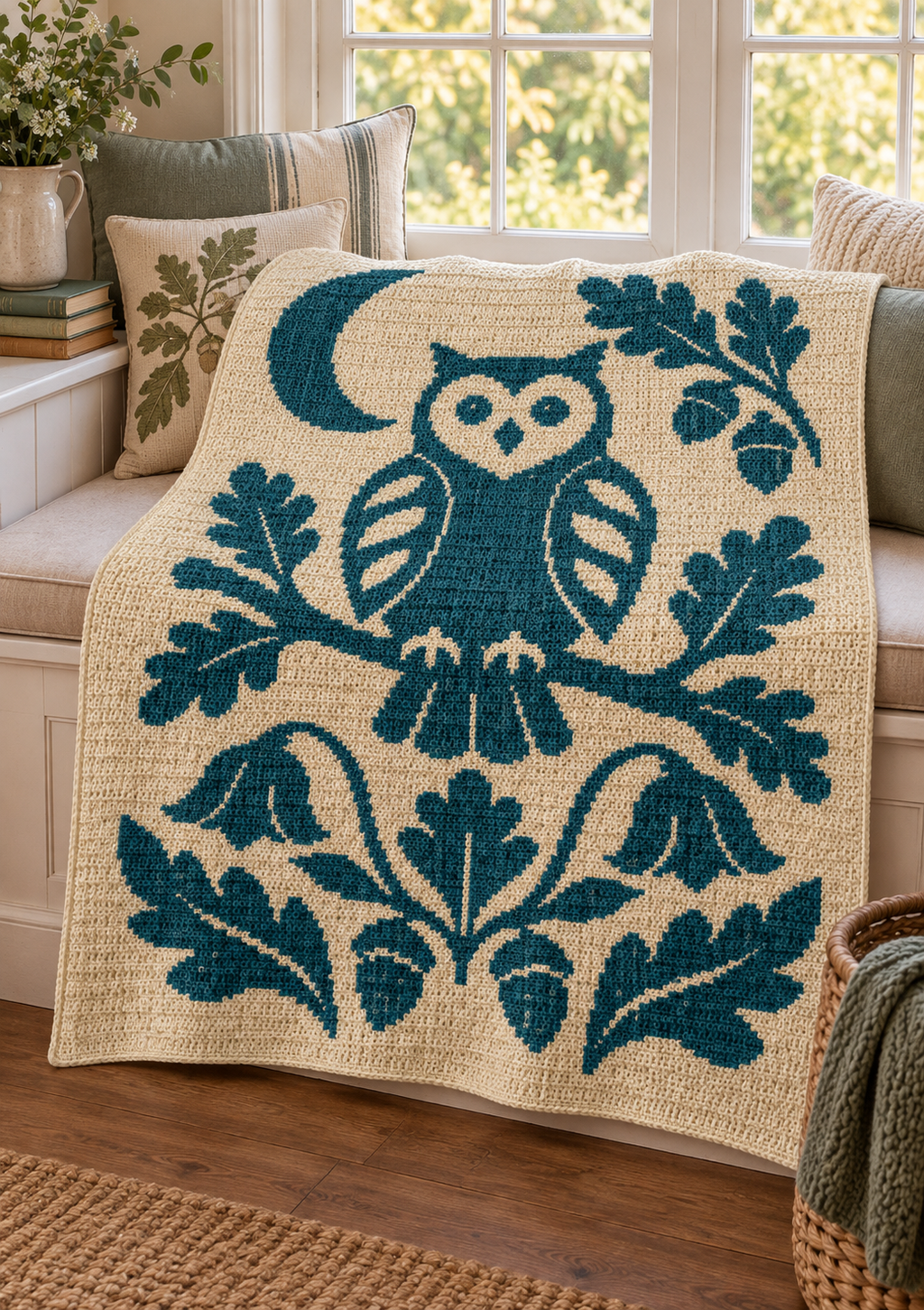 Product Title Owl Oak Acorns C2C Crochet Mosaic Pattern-Digital Download