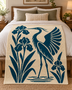 Heron and Irises C2C Crochet Mosaic Pattern-Digital Download