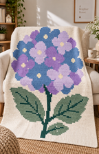 Blue Purple Hydrangea C2C Blanket Pattern PDF-Digital Download