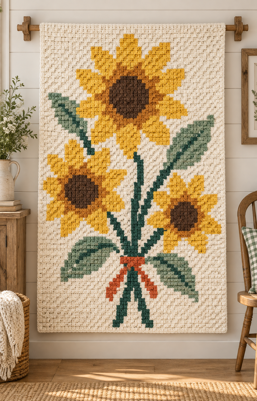 Sunflower C2C Crochet Blanket Pattern-Digital Download