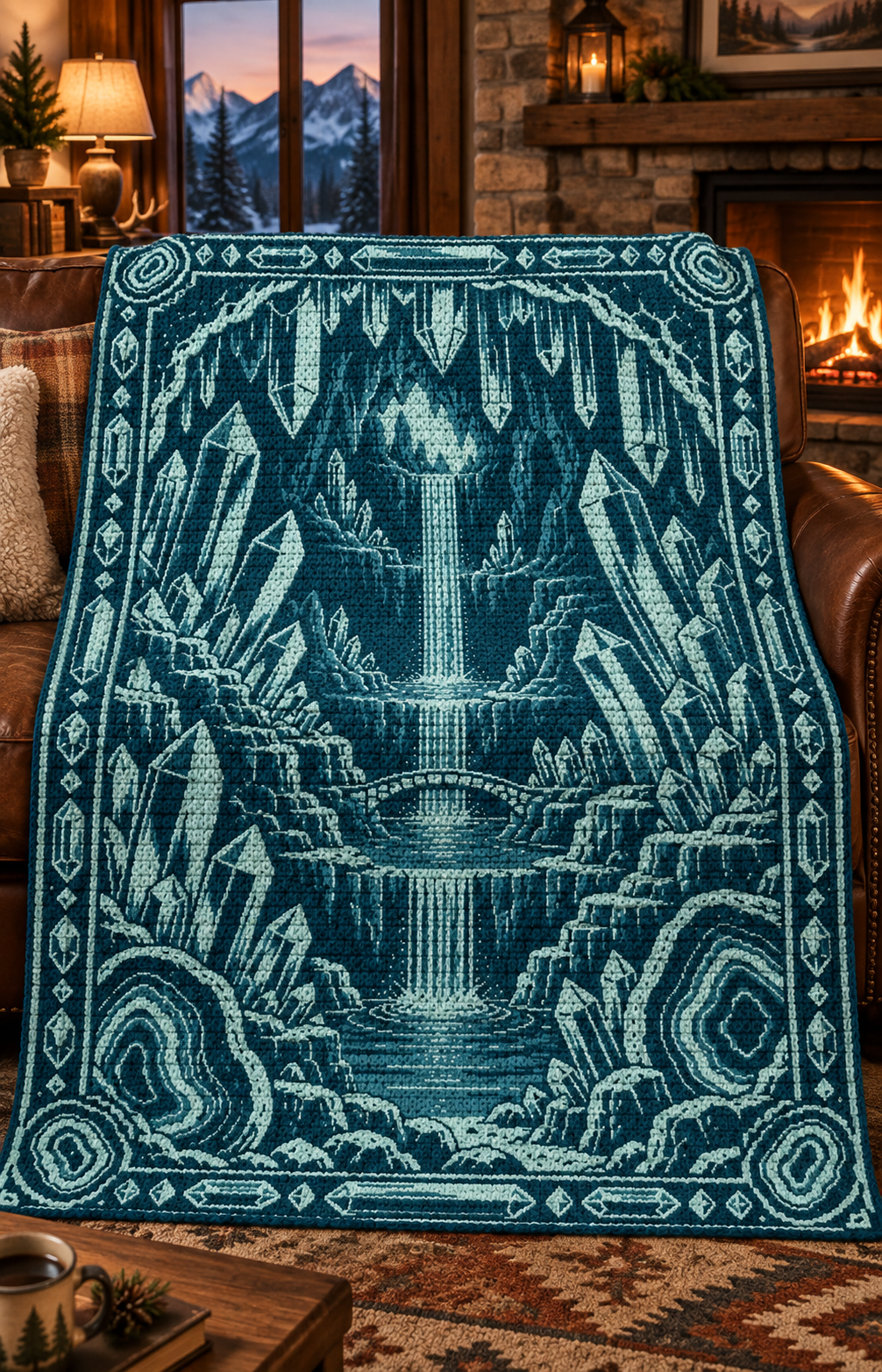 Crystal Waterfall C2C Crochet Mosaic Pattern-Digital Download