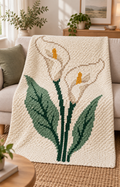 White Calla Lilies C2C Crochet Blanket Pattern PDF-Digital Download