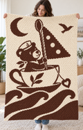 Sailor Bear Teacup C2C Crochet Mosaic Pattern-Digital Download