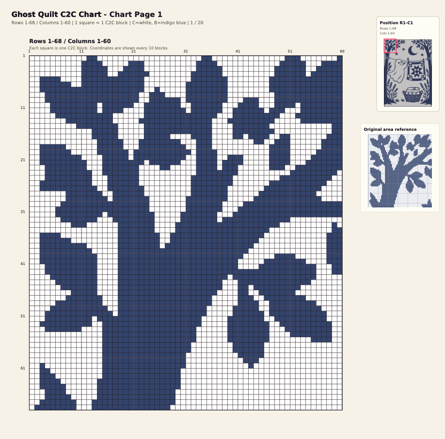 Ghost Quilt C2C Crochet Mosaic Pattern-Digital Download