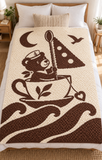 Sailor Bear Teacup C2C Crochet Mosaic Pattern-Digital Download