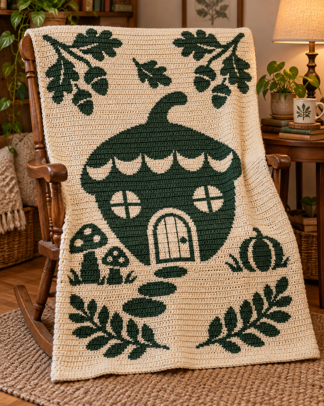 Acorn Cottage C2C Crochet Mosaic Pattern-Digital Download