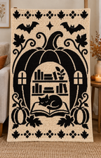Halloween Library Cat C2C Crochet Mosaic Pattern-Digital Download