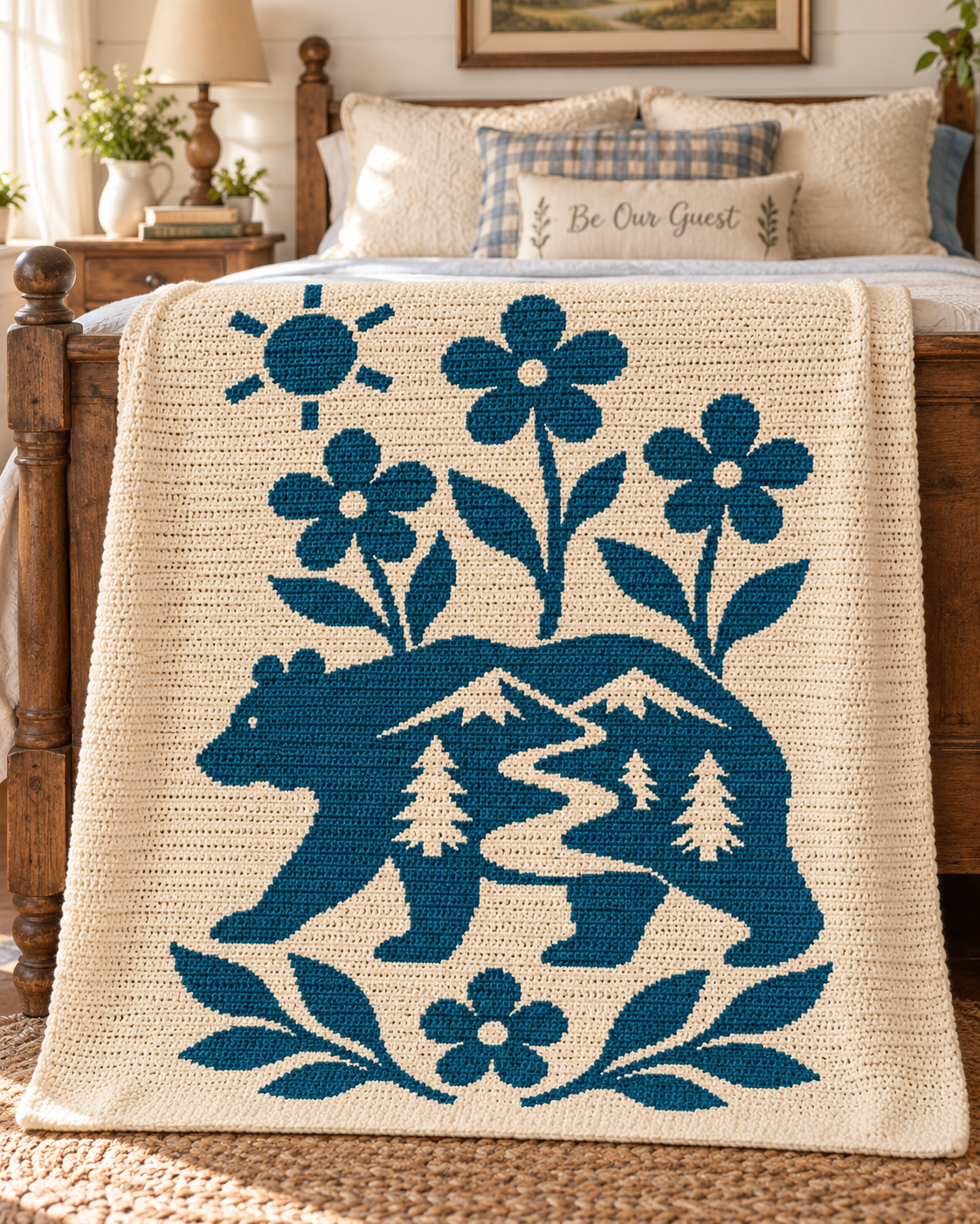 Bear Mountain River C2C Crochet Mosaic Pattern-Digital Download