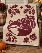Sleeping Fox Autumn C2C Crochet Mosaic Pattern-Digital Download