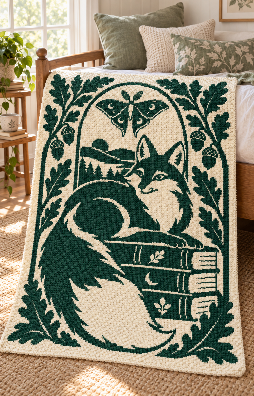 Fox Books Moth Oak C2C Crochet Mosaic Pattern-Digital Download