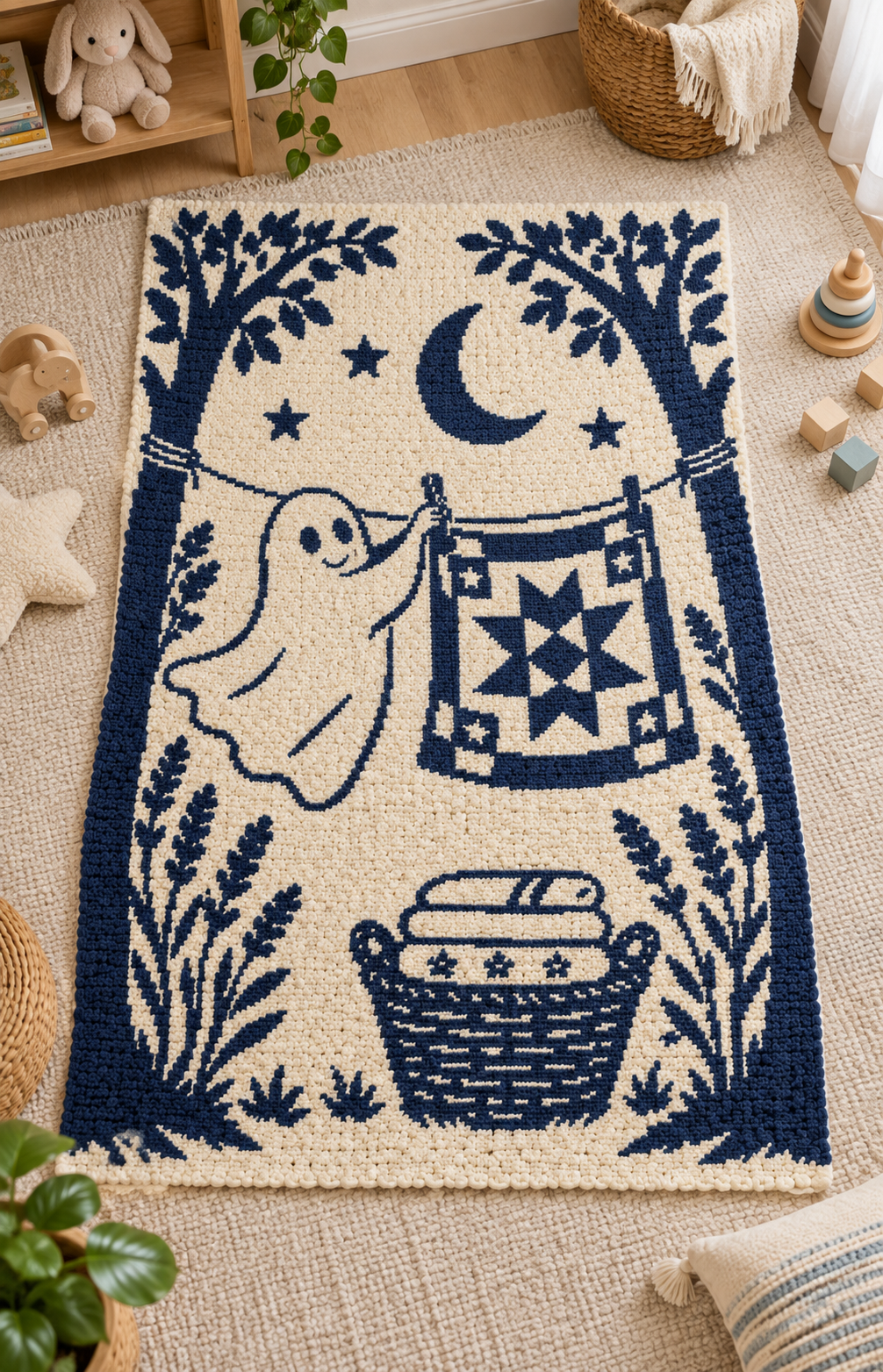 Ghost Quilt C2C Crochet Mosaic Pattern-Digital Download