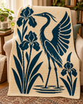 Heron and Irises C2C Crochet Mosaic Pattern-Digital Download