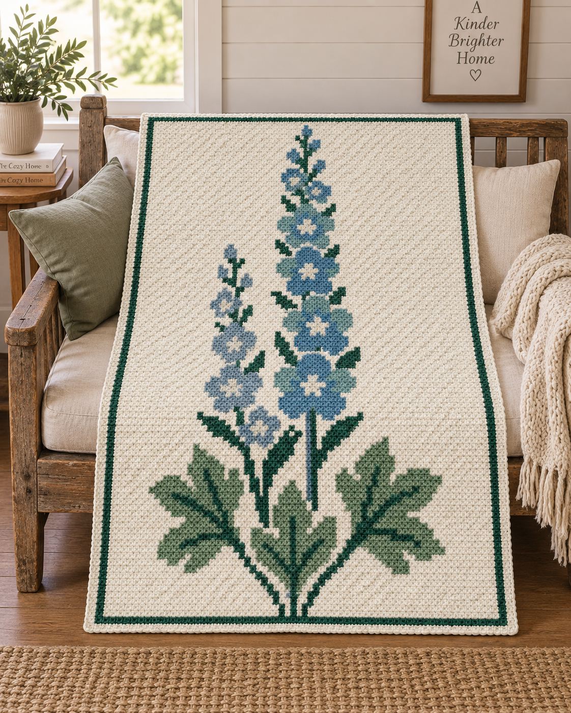 Blue Purple Delphinium C2C Blanket Pattern PDF-Digital Download