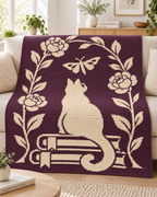 Cat Butterfly Book Arch C2C Crochet Mosaic Pattern-Digital Download