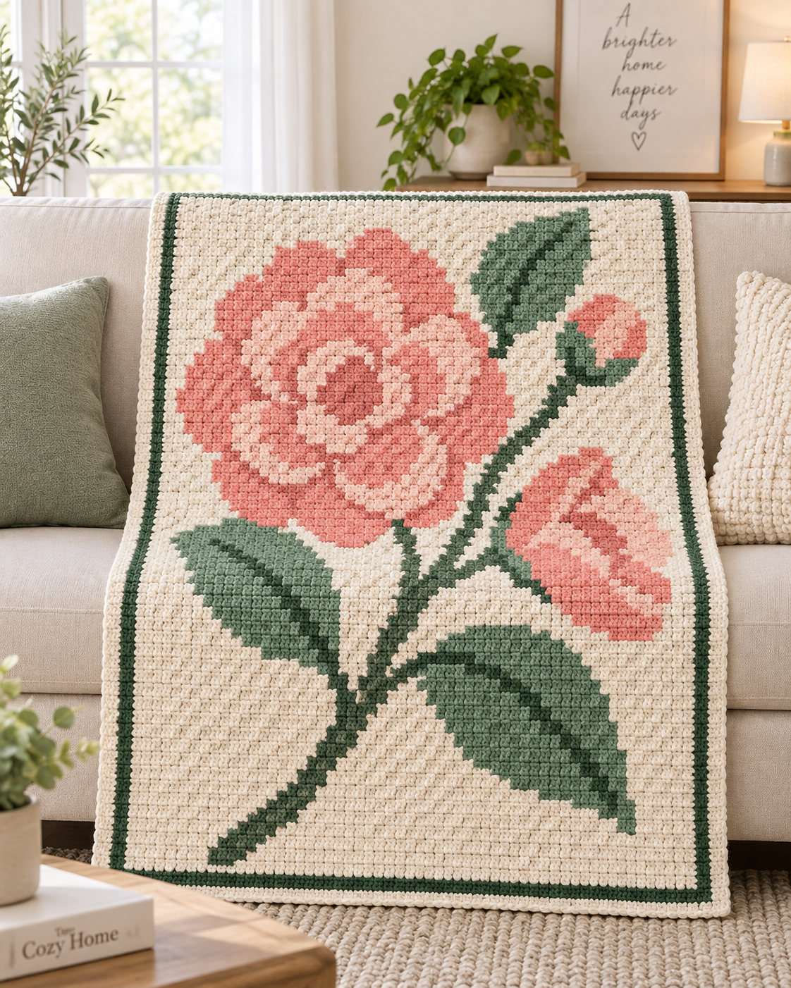 Purple Bellflowers C2C Blanket Pattern PDF-Digital Download