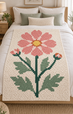 Coral Wildflower C2C Crochet Blanket Pattern PDF-Digital Download