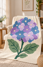 Blue Purple Hydrangea C2C Blanket Pattern PDF-Digital Download
