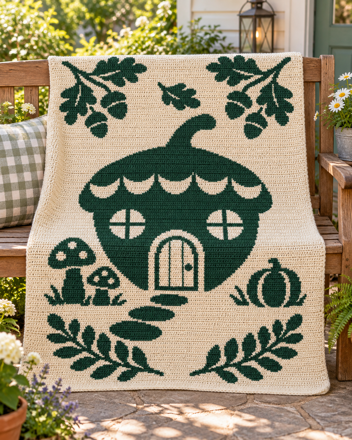 Acorn Cottage C2C Crochet Mosaic Pattern-Digital Download