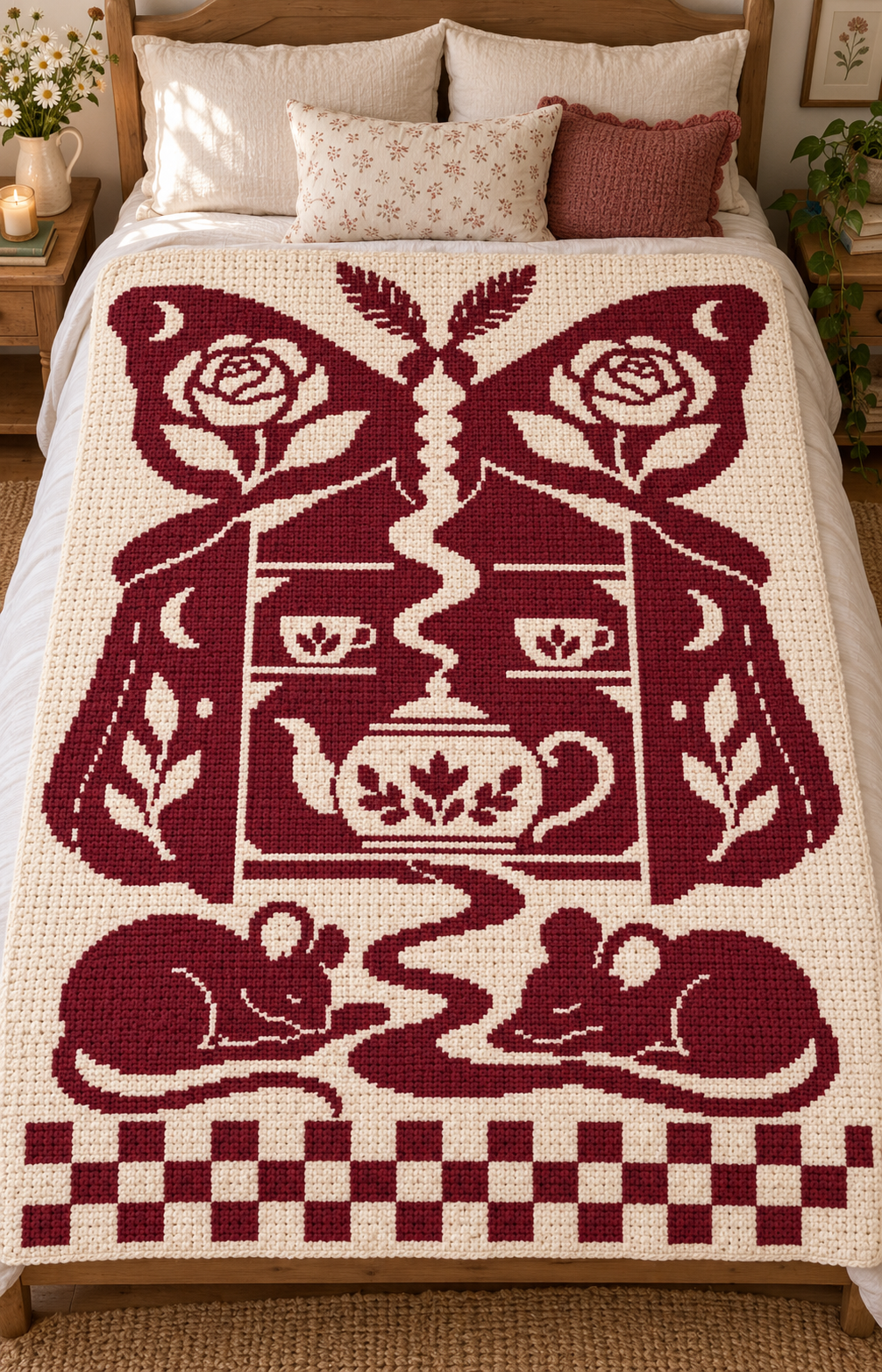 Butterfly Cabinet Mice C2C Crochet Mosaic Pattern-Digital Download