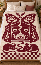 Butterfly Cabinet Mice C2C Crochet Mosaic Pattern-Digital Download