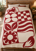 Sleepy Fox Patchwork C2C Crochet Mosaic Pattern-Digital Download