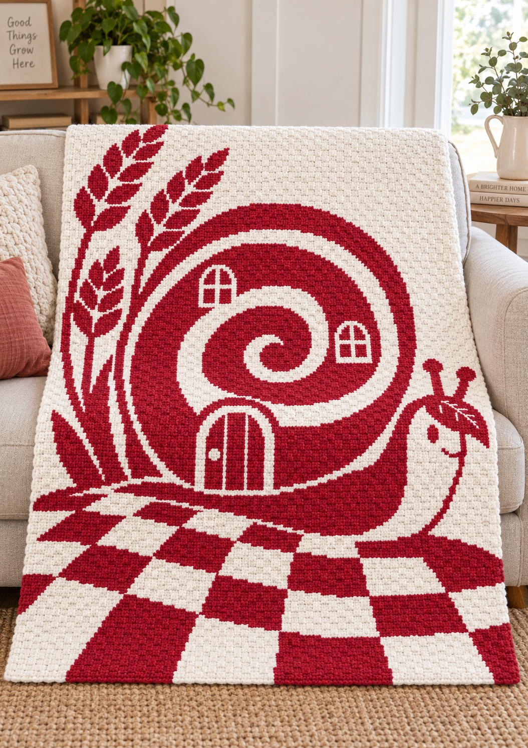 Snail House Garden C2C Crochet Mosaic Pattern-Digital Download