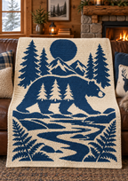 Bear Moon Mountains C2C Crochet Mosaic Pattern-Digital Download
