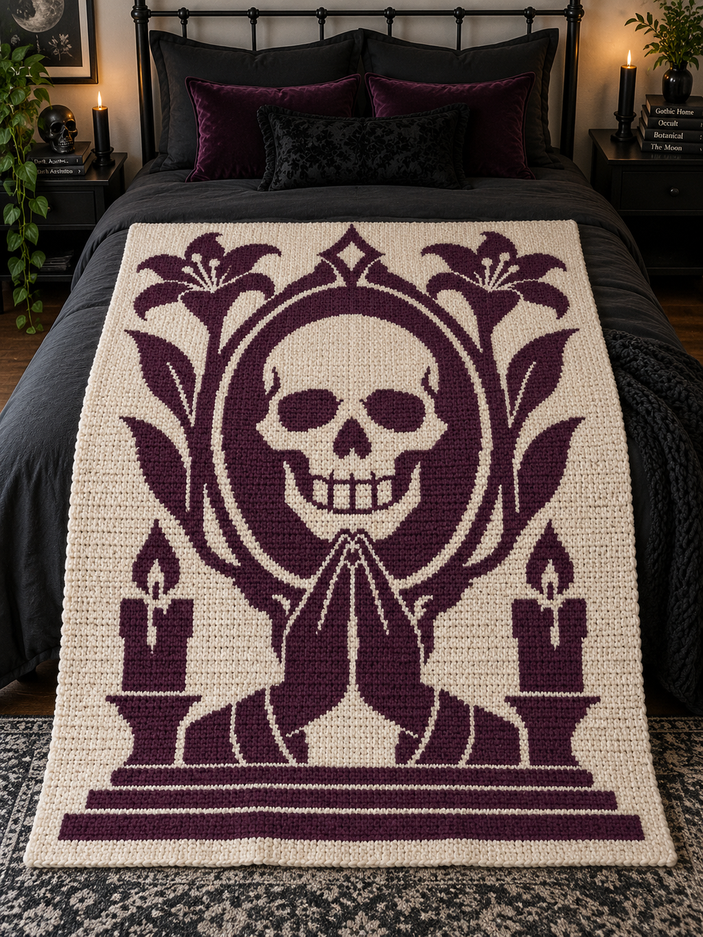 Praying Skull Candles C2C Crochet Mosaic Pattern-Digital Download
