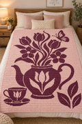 Tulip Teapot Butterfly C2C Crochet Mosaic Pattern-Digital Download