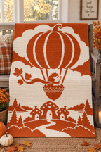 Hedgehog Pumpkin Balloon C2C Crochet Mosaic Pattern-Digital Download