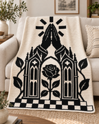 Praying Hands Gothic Rose C2C Crochet Mosaic Pattern-Digital Download