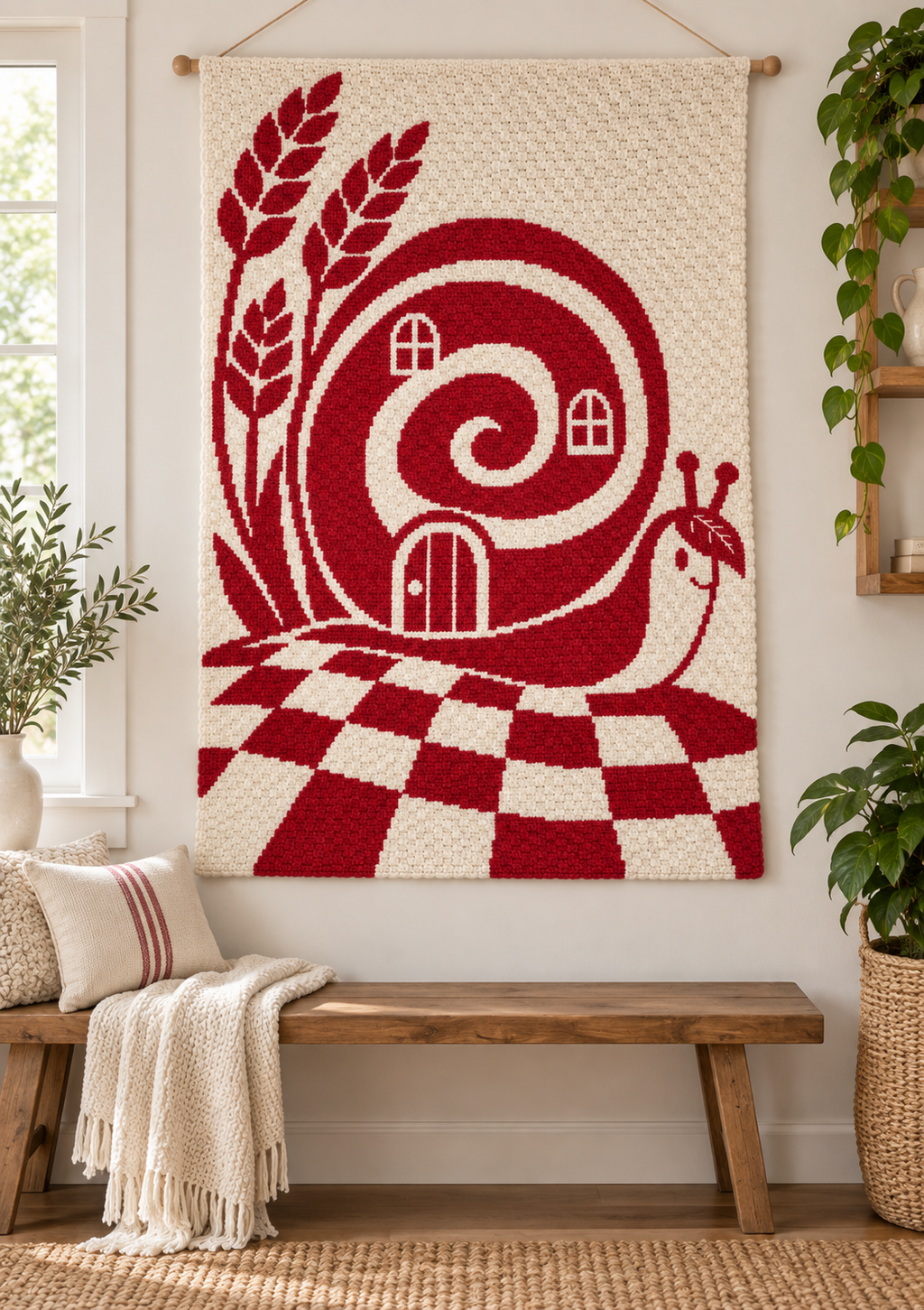 Snail House Garden C2C Crochet Mosaic Pattern-Digital Download