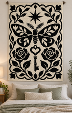 Moth Rose Heart Key C2C Crochet Mosaic Pattern-Digital Download