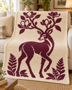 Flowering Antler Deer C2C Crochet Mosaic Pattern-Digital Download