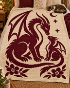 Dragon Parent and Child C2C Crochet Mosaic Pattern-Digital Download