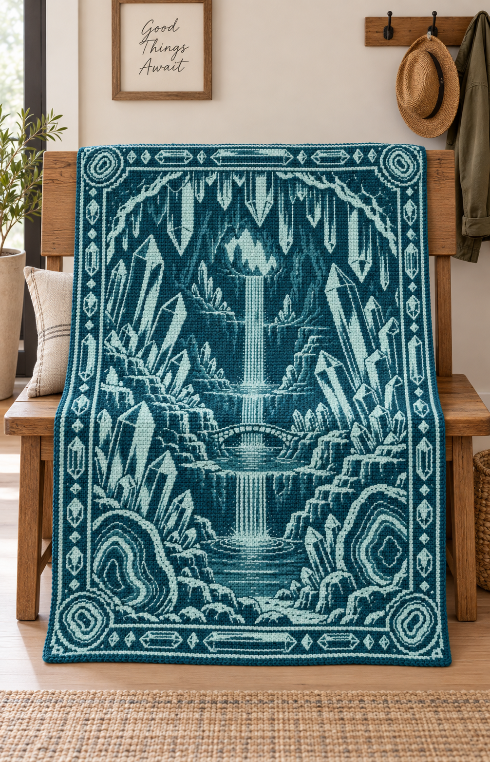 Crystal Waterfall C2C Crochet Mosaic Pattern-Digital Download