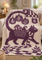 Market Cat Pumpkin Basket C2C Crochet Mosaic Pattern-Digital Download