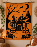 Halloween Carriage Cat C2C Crochet Mosaic Pattern-Digital Download