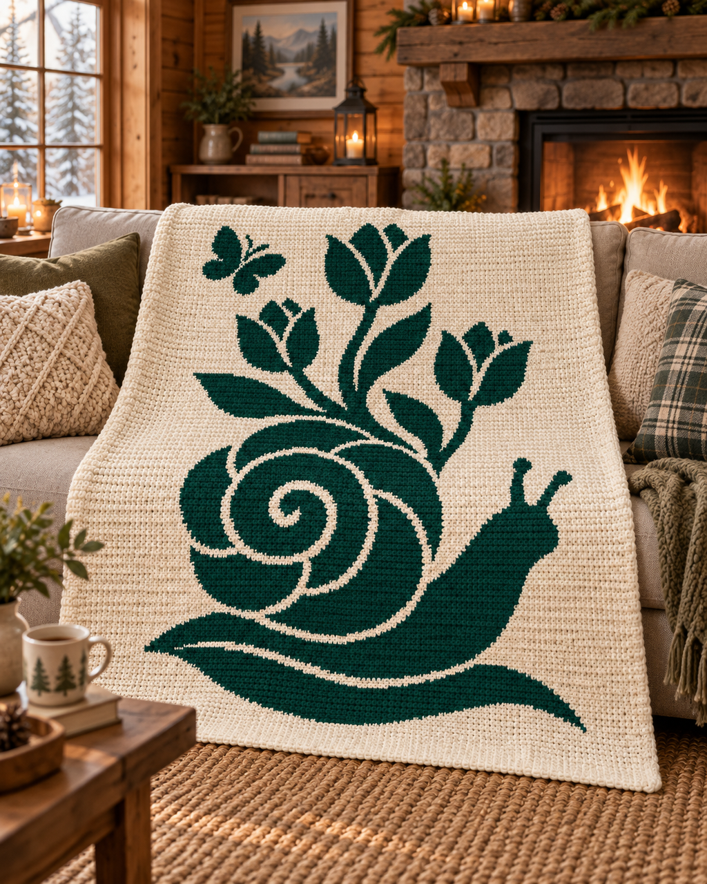 Snail Tulip Butterfly C2C Crochet Mosaic Pattern-Digital Download