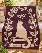 Cat Butterfly Book Arch C2C Crochet Mosaic Pattern-Digital Download
