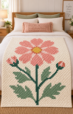 Coral Wildflower C2C Crochet Blanket Pattern PDF-Digital Download