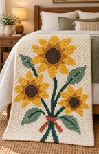 Sunflower C2C Crochet Blanket Pattern-Digital Download