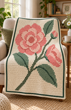 Purple Bellflowers C2C Blanket Pattern PDF-Digital Download